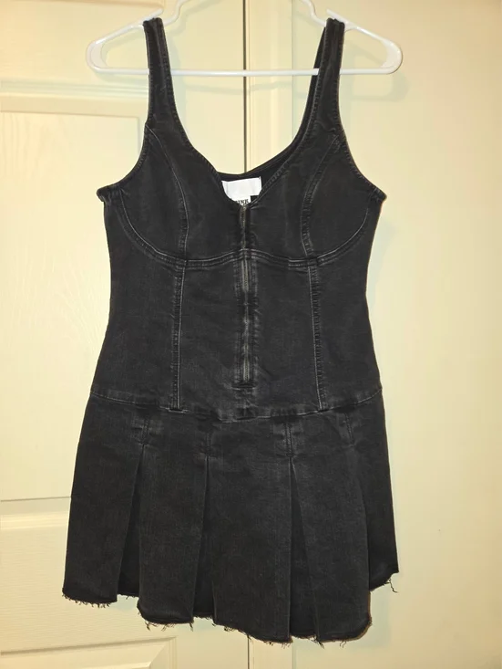 NWT VS PINK Denim Front Zip Corset Dress - Picture 4 of 7